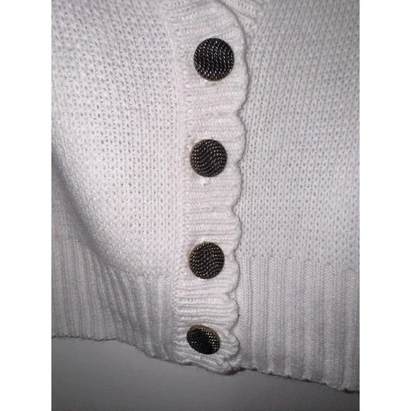 Vintage Bryn Connelly Cardigan Small Cream Gold Button 90s Preppy - Picture 7 of 12